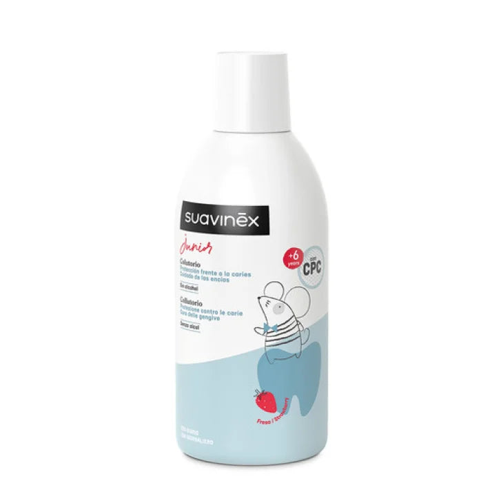 Collutorio Junior bambini igiene orale quotidiana gusto fragola 500ml Suavinex