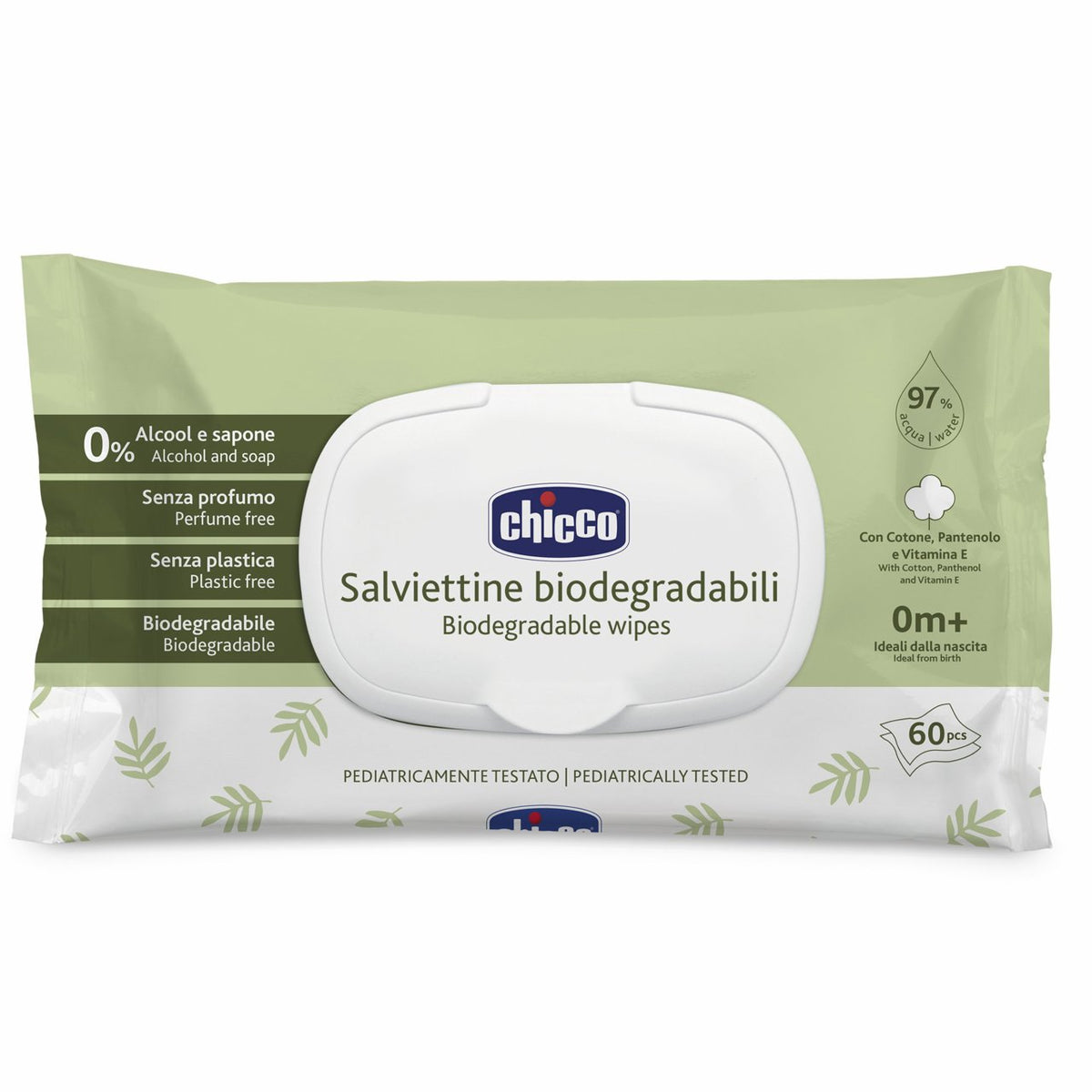 Salviette 60pz biodegradabili plaquette – pz. 12 Chicco