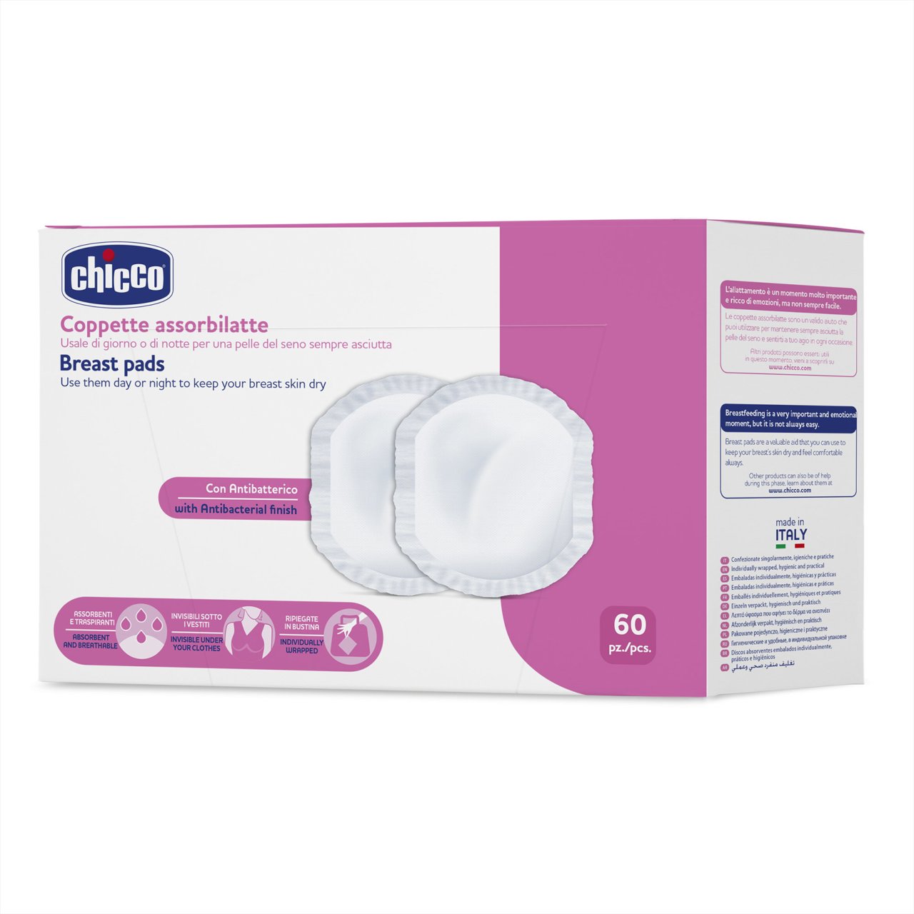 Coppette assorbi latte con antibatterico 30 pz Chicco