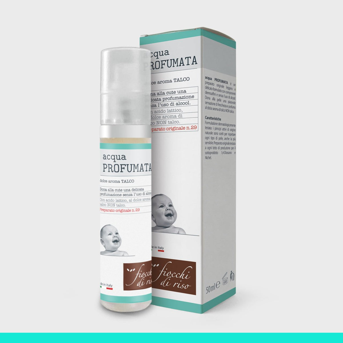 Acqua profumata talco 50ml -rinfrescante Fiocchi di Riso