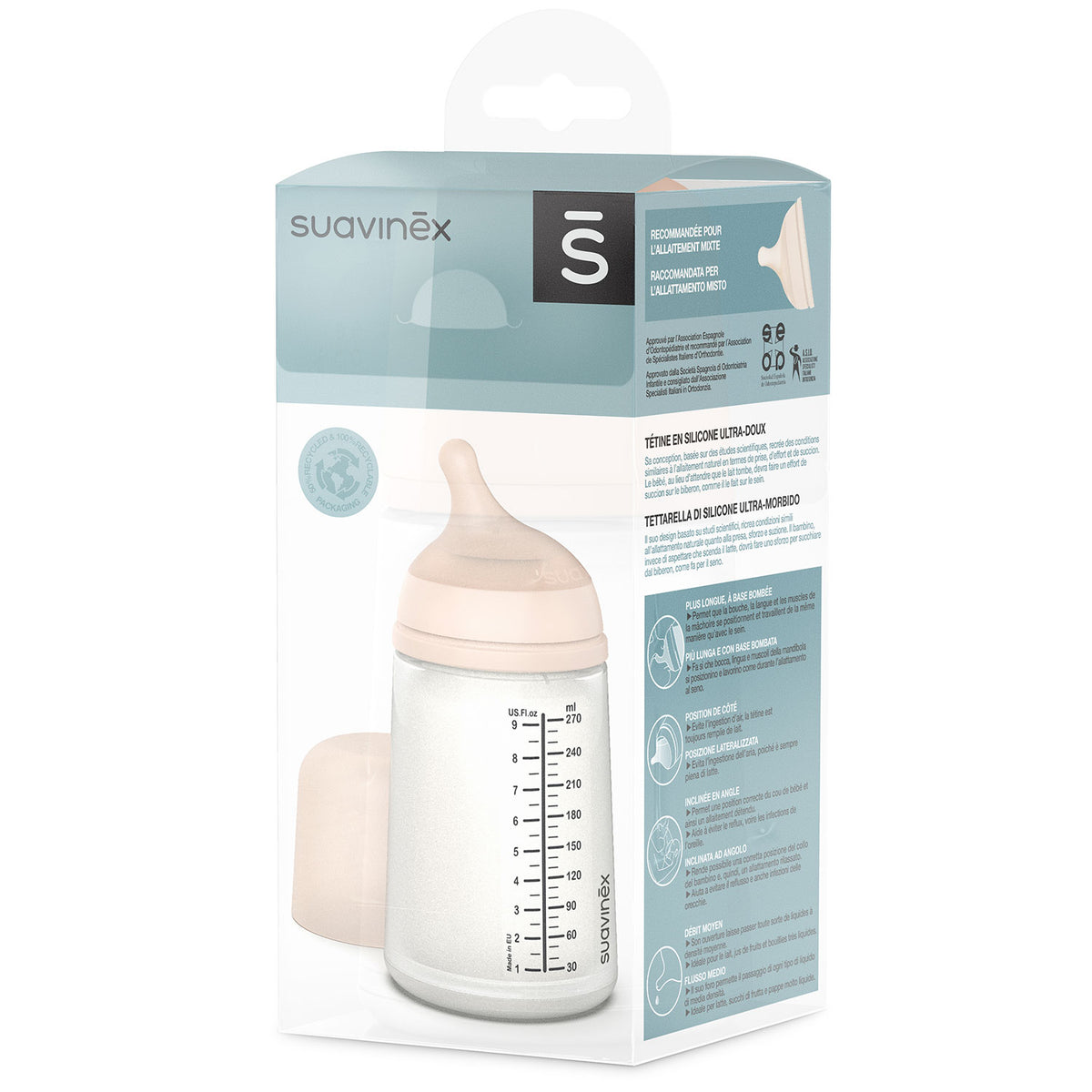Biberon anticolica 0.0 270ml tett.m fl.m Suavinex