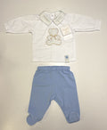 Completo t shirt bianca e pantalone blu