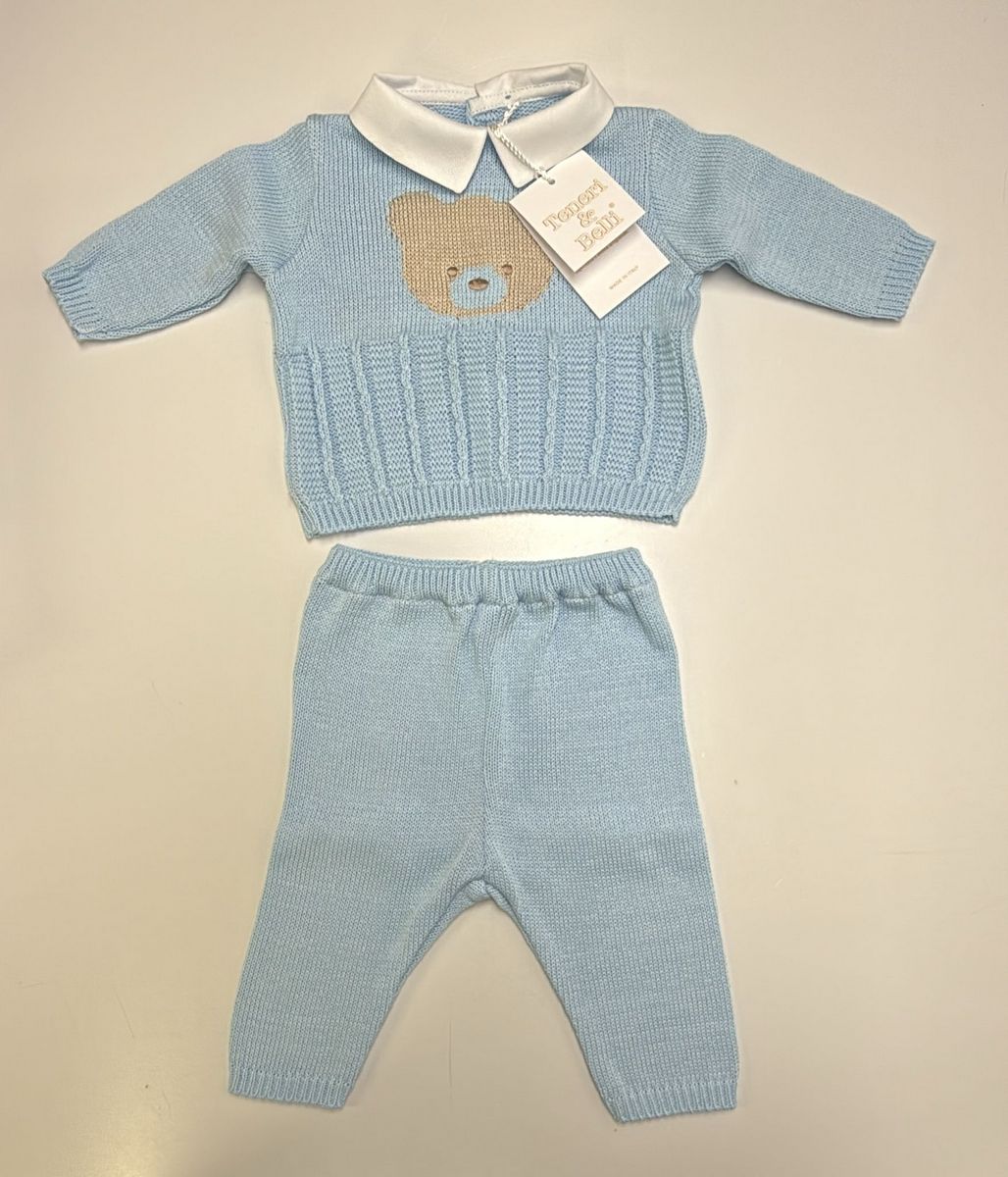 Completo 2 pz azzurro con stampa orsetto