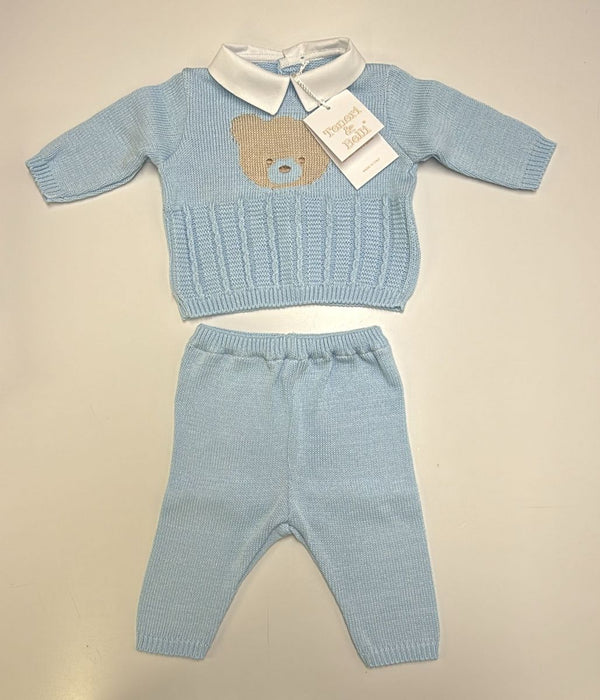 Completo 2 pz azzurro con stampa orsetto