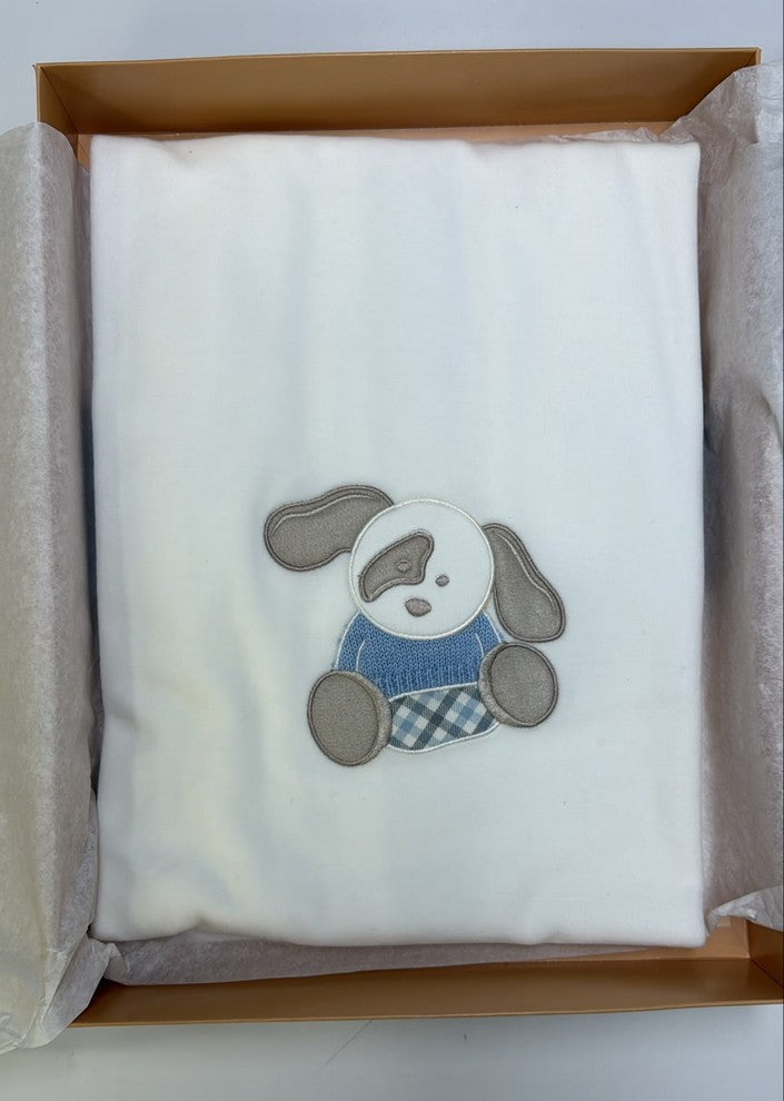 Copertina bianco con stampa cagnolino