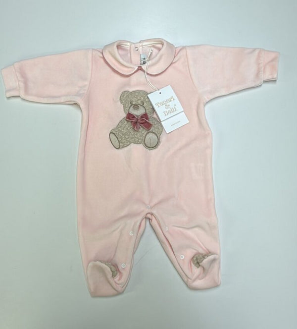 Tutina in ciniglia rosa con orsetto