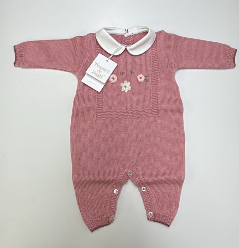Tutina rosa malva con ricami fatti a mano
