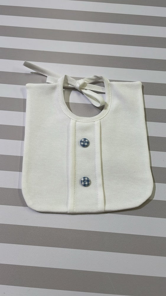Bavetta bianca con bottoncini blu