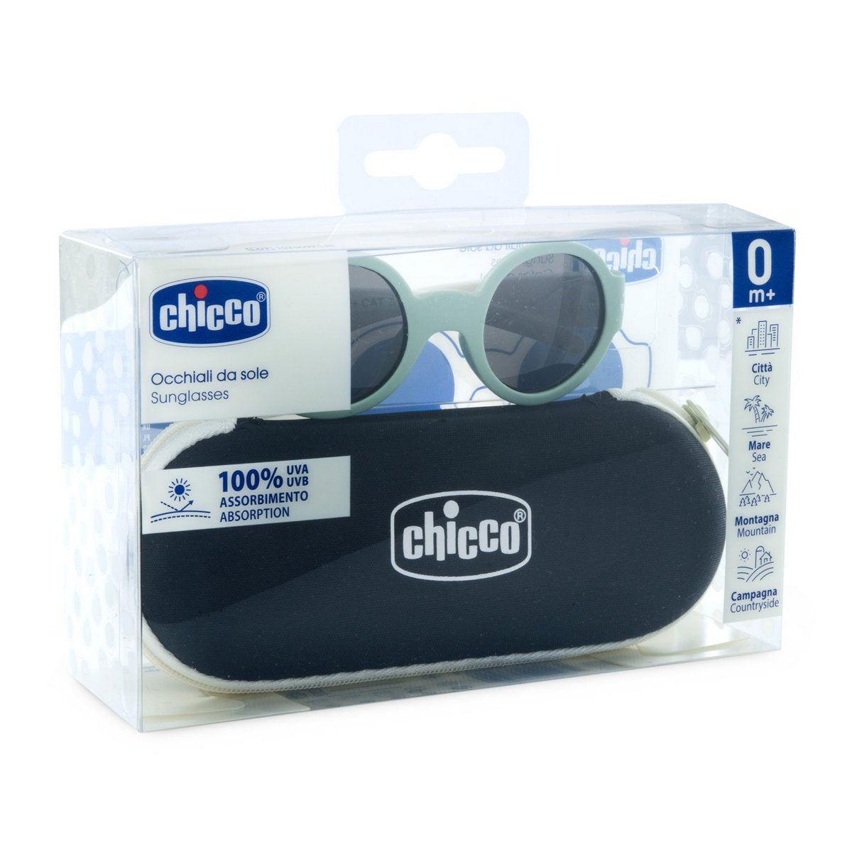 Occhiale 0m+ verde lenti fume’ Chicco