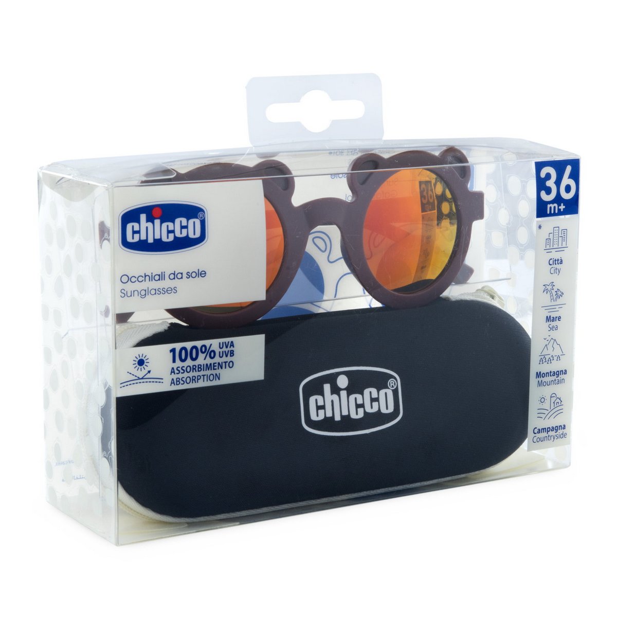 Occhiale 36m+ ciliegia lenti a specchio Chicco
