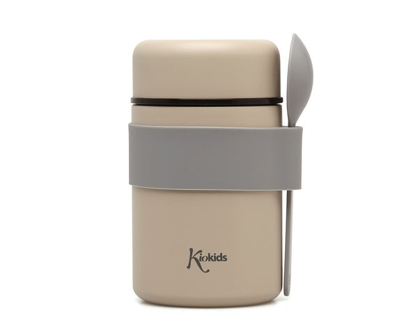 Thermos pappa in acciaio inossidabile con cucchiaio beige Kiokids