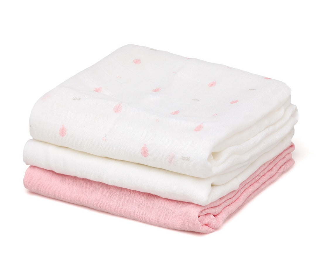 Set 3 mussoline rosa e bianche Kiokids