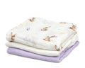 Set 3 mussoline coniglietti lavanda e bianco Kiokids