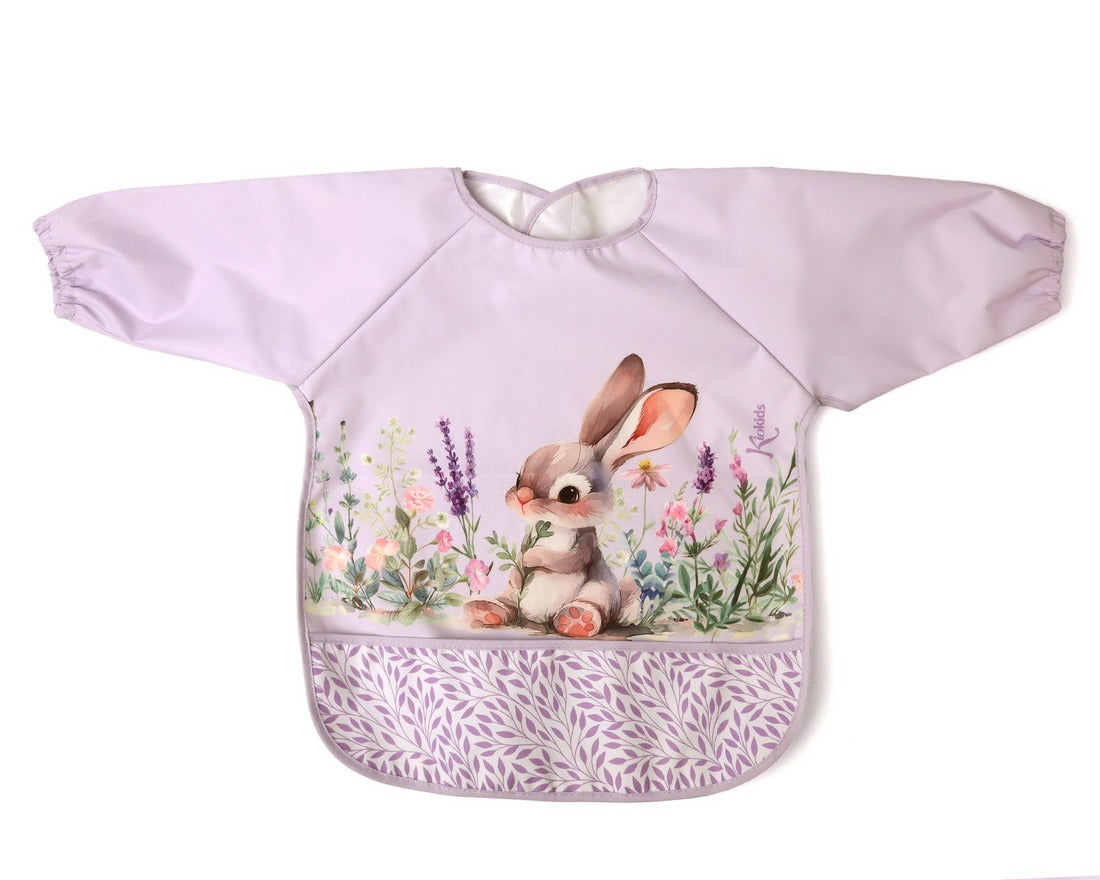 Bavaglino impermeabile con maniche lavanda Kiokids