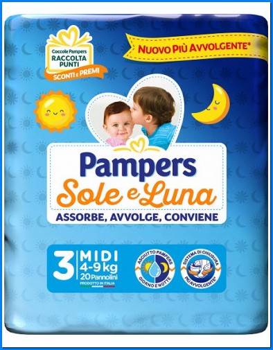 Pannolini sole e luna midi 3 – kg.4-9 –6 pezzi Pampers