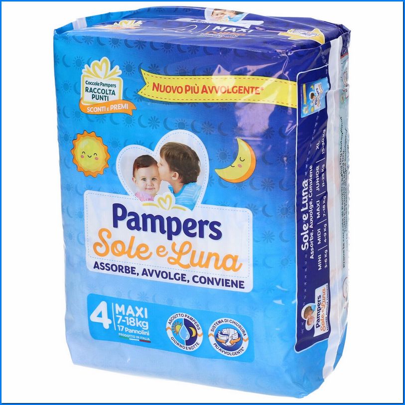 Pannolini sole e luna maxi 4 – kg.7-18 – 8 pezzi Pampers