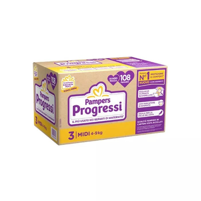 Pannolini progressi midi 3 – kg.4-9 Pampers