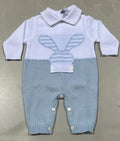 Tutina bianca e azzurra neonato