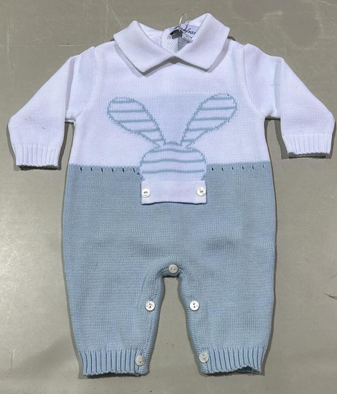 Tutina bianca e azzurra neonato