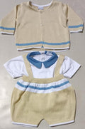 Set salopette con t shirt e cardigan abbinato