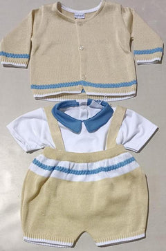 Set salopette con t shirt e cardigan abbinato