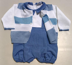 Set salopette con t shirt e cardigan abbinato
