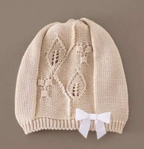 Cappellino cipria fiocco bianco