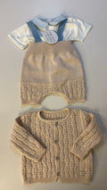 Completo salopette, t shirt e cardigan neonato