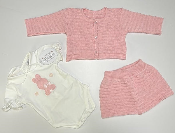 Completo body, gonna e cardigan neonata