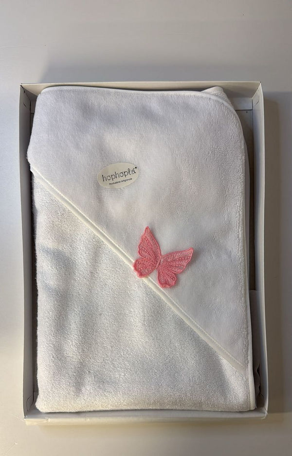 Triangolo spugna con farfallina rosa