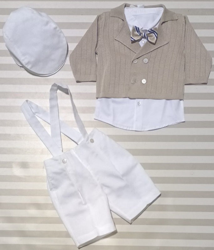 Set completo salopette, camicia, giacca e coppola
