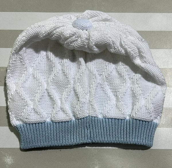 Cappellino in maglina bianco e azzurro