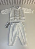 Completino 2 pz bianco fantasia marrone