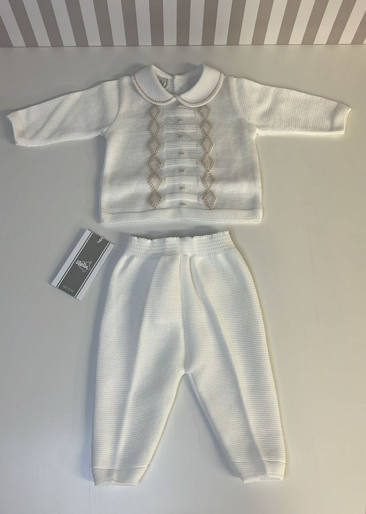 Completino 2 pz bianco fantasia marrone