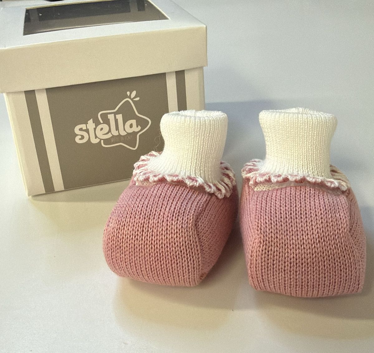 Babbucce in filo di cotone rosa e bianche