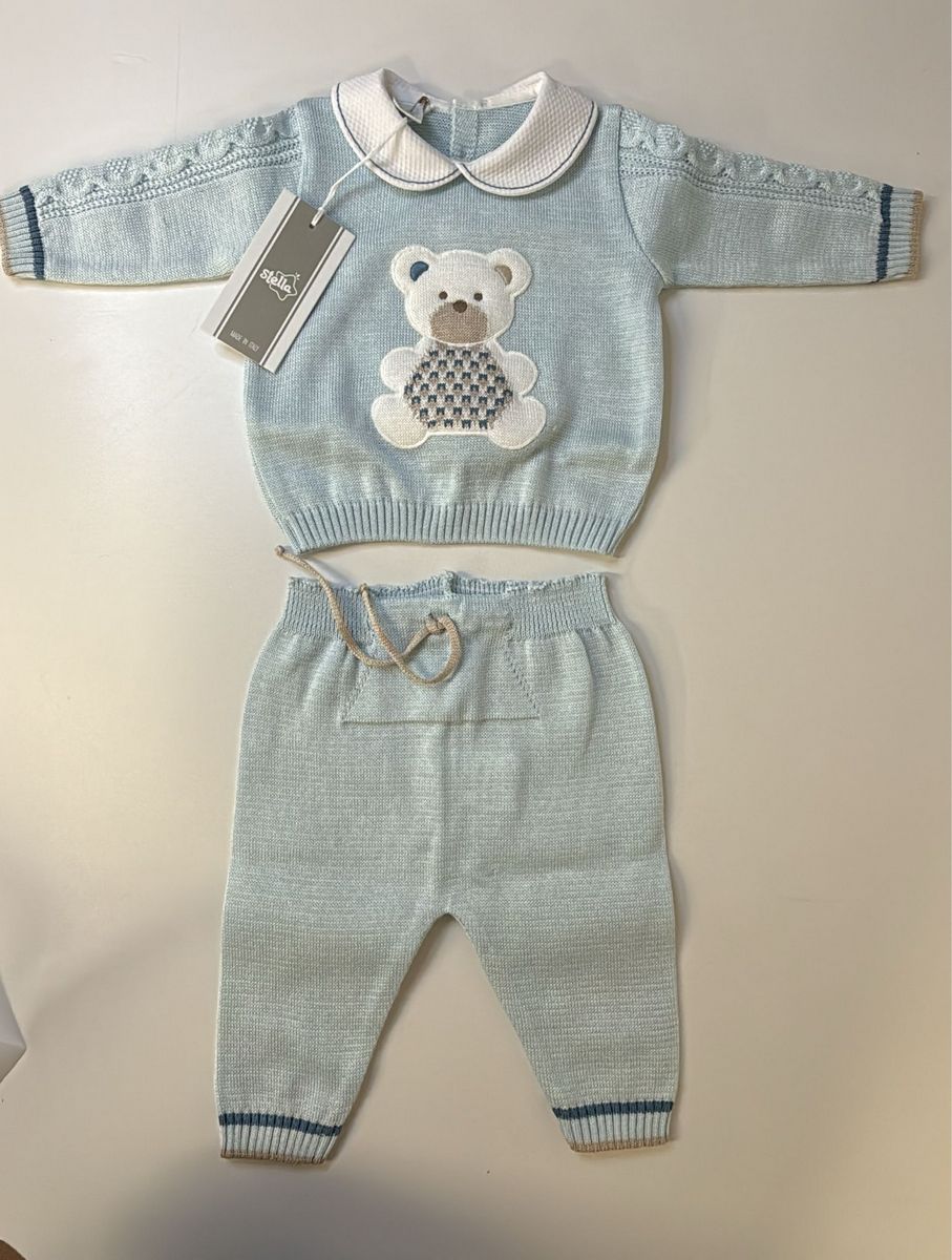 Completino 2 pz azzurro con teddy