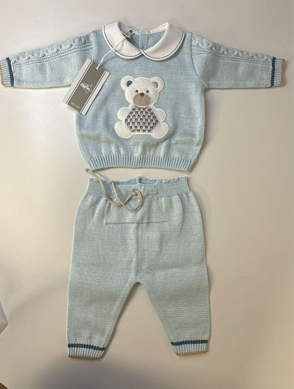 Completino 2 pz azzurro con teddy