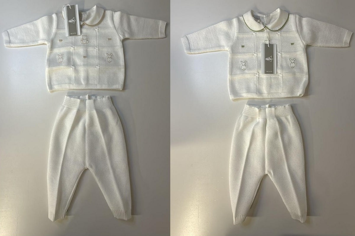 Completino 2 pz bianco con fantasie