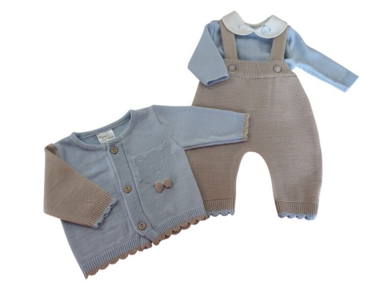 Completo 3 pezzi t shirt salopette e maglioncino