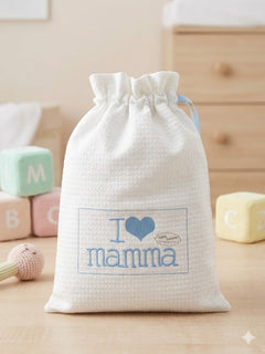 Sacchetto nascita ricamato "I love Mamma"