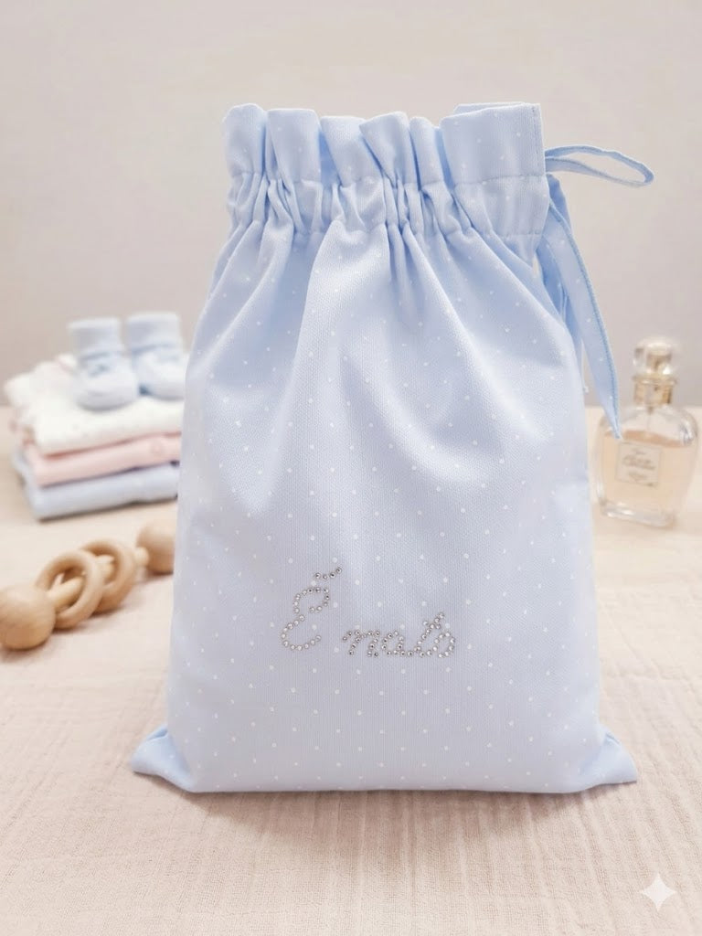 Sacchetto nascita artigianale con strass