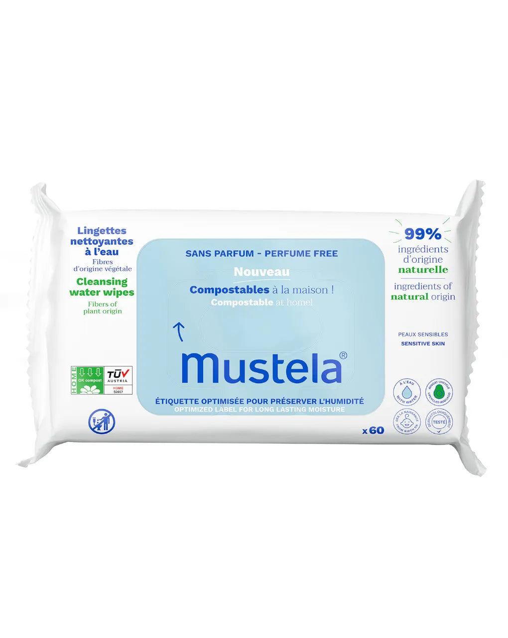 Salviette compostabili senza profumo 60p-pz 24 Mustela