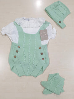 Pagliaccetto cappellino e scarpine neonata