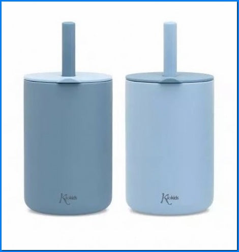 Bicchiere 180ml silicone blu 2 pezzi Kiokids