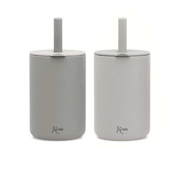 Bicchiere 180ml silicone grigio 2 pz  KioKids