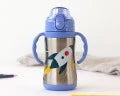 Bottiglia in acciaio inox manici blu stampa missile