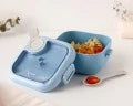 Contenitore pranzo blu con cucchiaio grigio KioKids