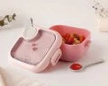 Contenitore pranzo rosa con cucchiaio grigio KioKids