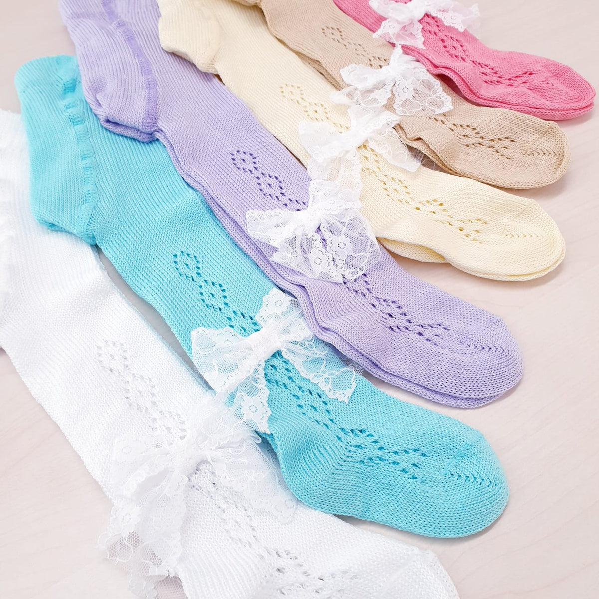 Collant in cotone con fiocchetto– confezione da 6 paia