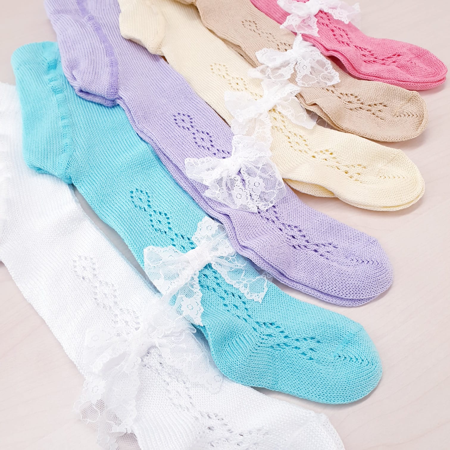 Collant in cotone con fiocchetto– confezione da 6 paia